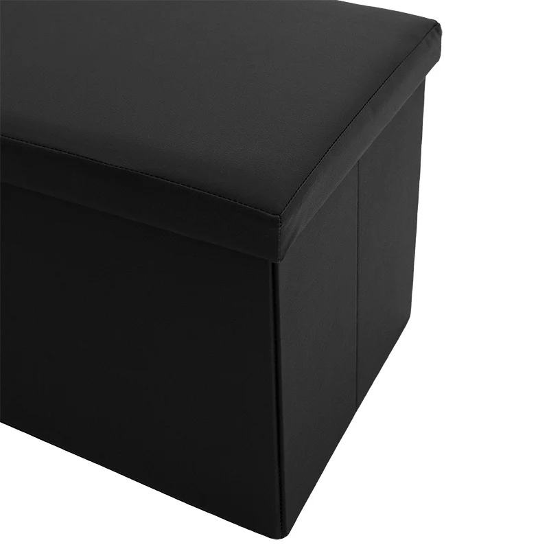 Табуретка-куфар Cooperation pu черен 76x38x38см