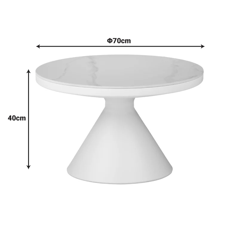 Маса за кафе Coozlin синтерован камък бял мрамор метал с бял метал d70x40cm