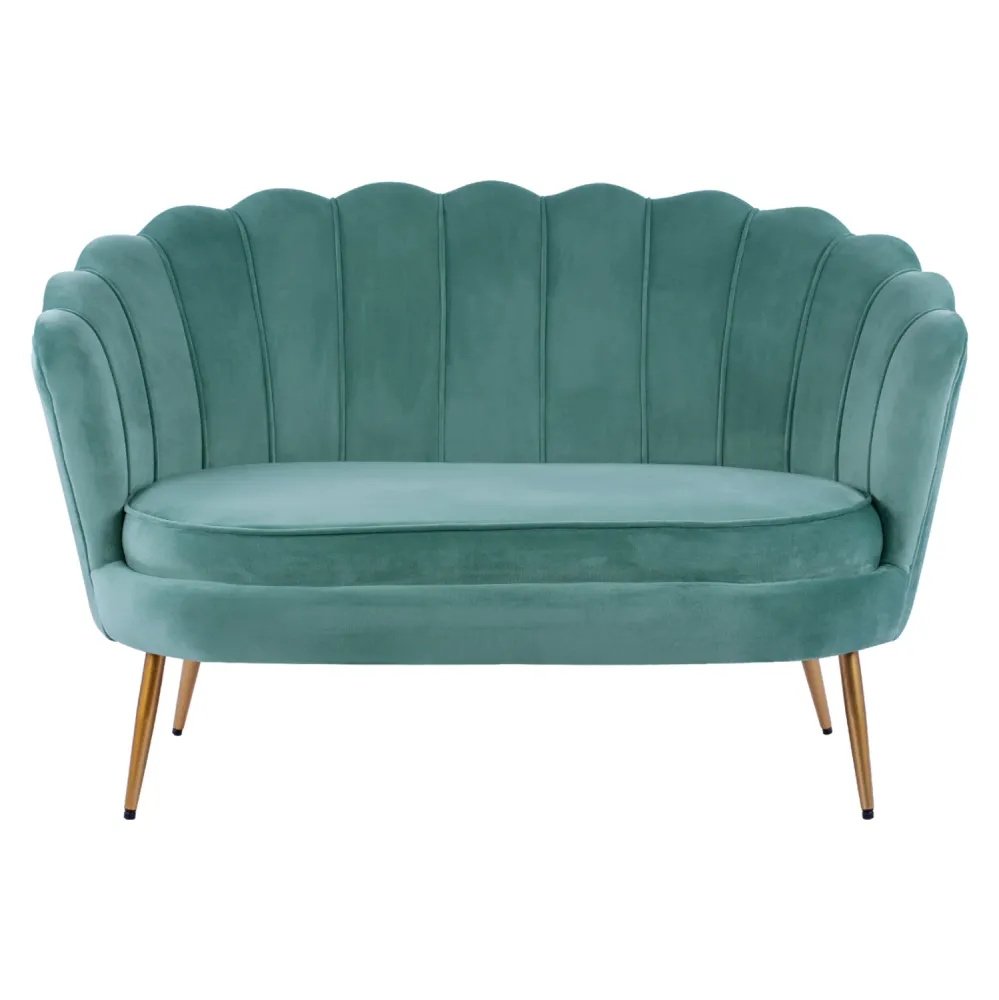 Канапе COQUILLE кадифе цвят тюркоаз 130x81x86 см.