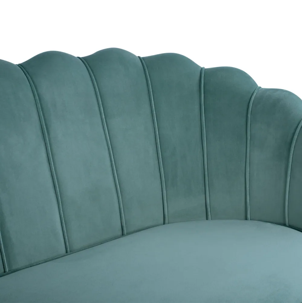 Канапе COQUILLE кадифе цвят тюркоаз 130x81x86 см.