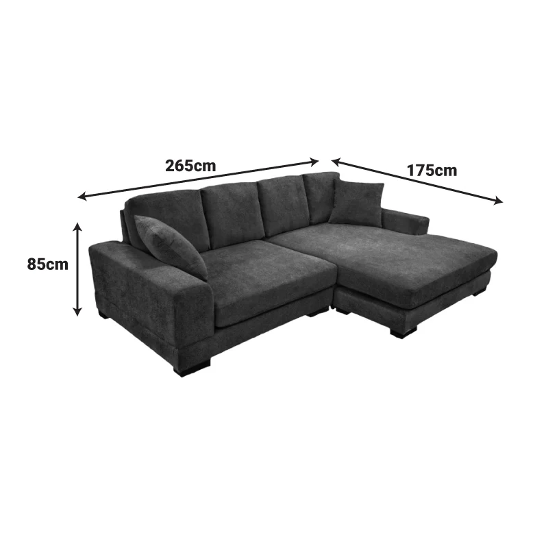 Обръщащ се диван Cornerdo плат в цвят слонова кост 265x175x85см