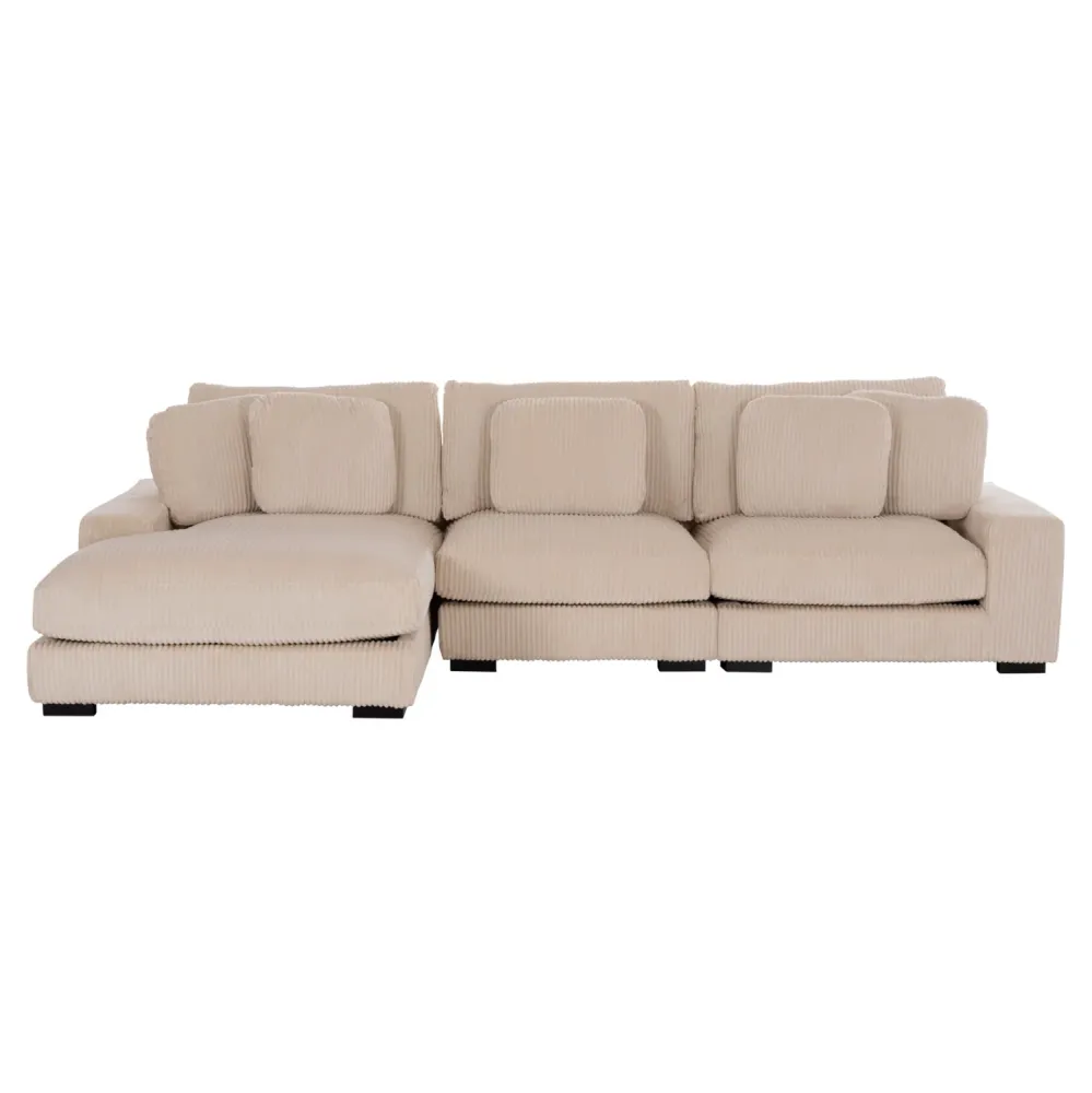 Ляв ъглов диван Cranfield бежов раиран плат 313x169x80см.