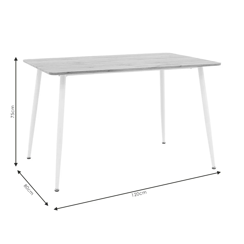 Трапезна маса CUBA MDF цвят сонома-бяло 120x80x75см