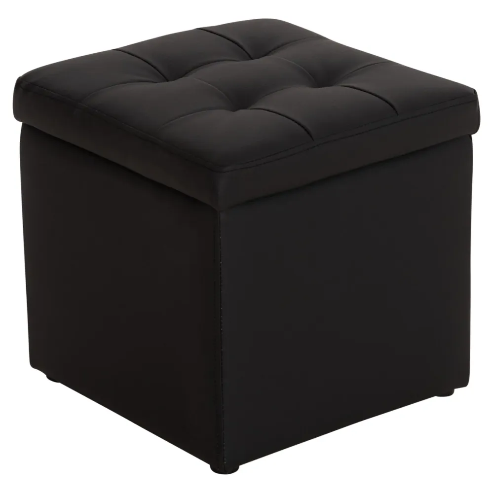 Табуретка за съхранение CUBE-черен цвят 36,5x36,5x36см