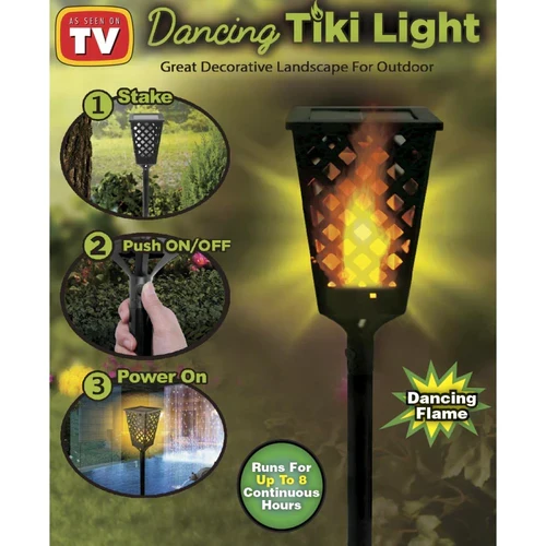 Соларна лампа фенер Dancing Tiki Light с ефект на пламък