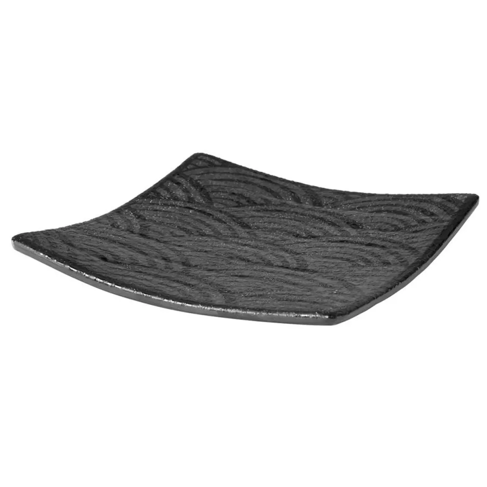 (6 бр.) Табла за сервиране - DARK WAVE - Меламин - 140x140mm - Височина: 20mm - Черен