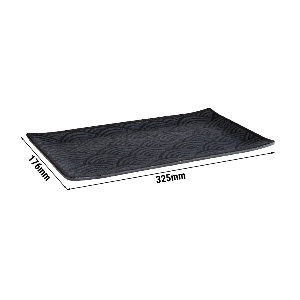 (6 бр.) Меламиново плато GN 1/3 - DARK WAVE - Меламин - 325x176mm - Височина: 20mm - Черен