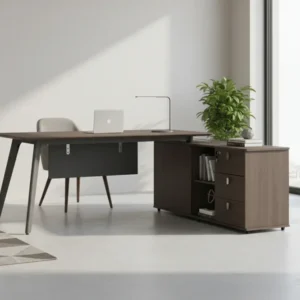 Офис бюро реверсивно бюро професионално Denith въглен-орех 180x160x75см