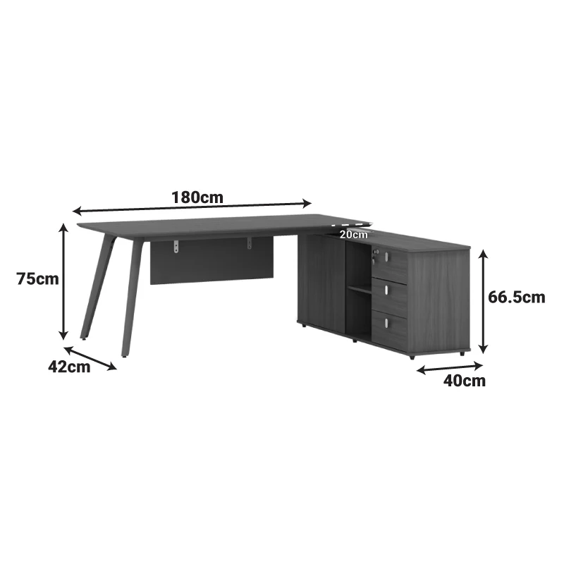 Офис бюро реверсивно бюро професионално Denith въглен-орех 180x160x75см