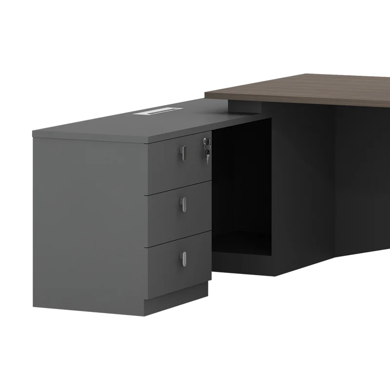Офис бюро професионално ляво ъглово Denith въглен-орех 220x180x75см