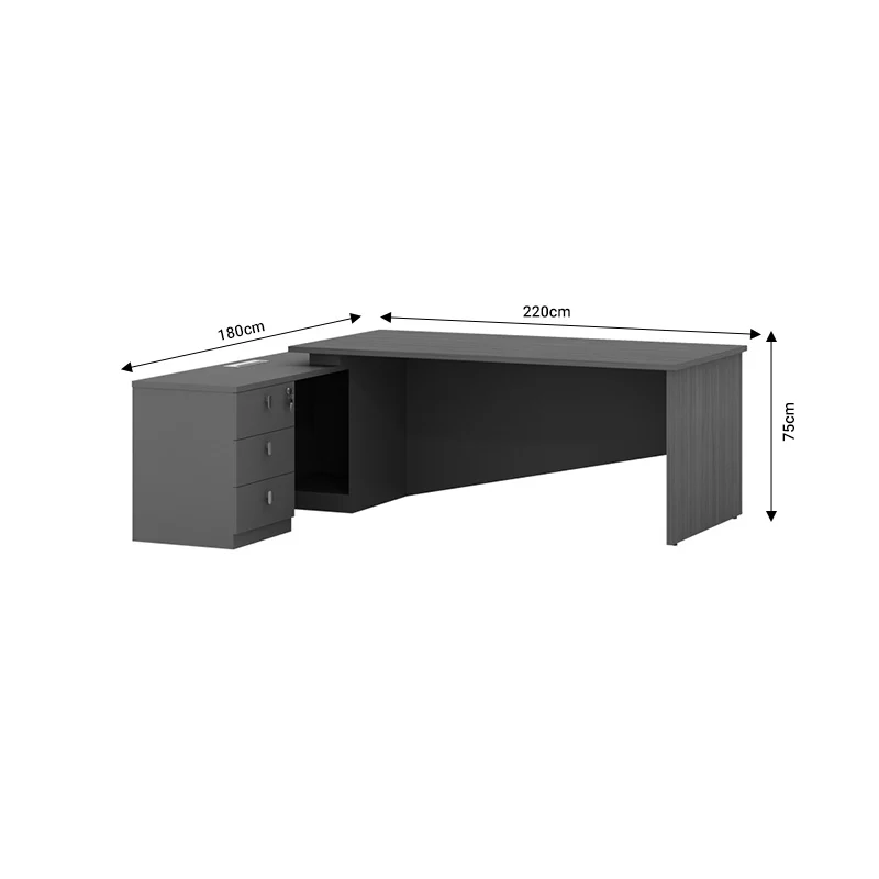 Офис бюро професионално ляво ъглово Denith въглен-орех 220x180x75см