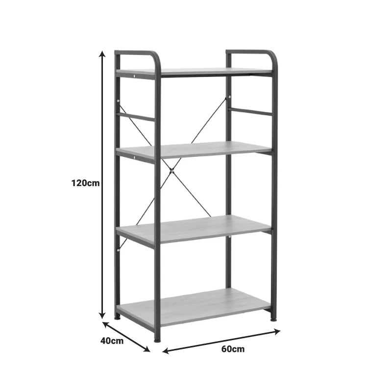 Подова етажерка Depo бял метал-mdf в естествен нюанс 60x40x120см