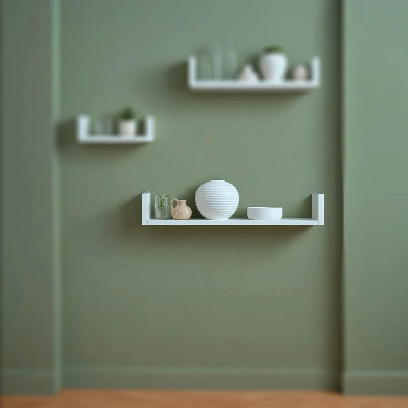 Стенен рафт Derva бял цвят 60x15x10см