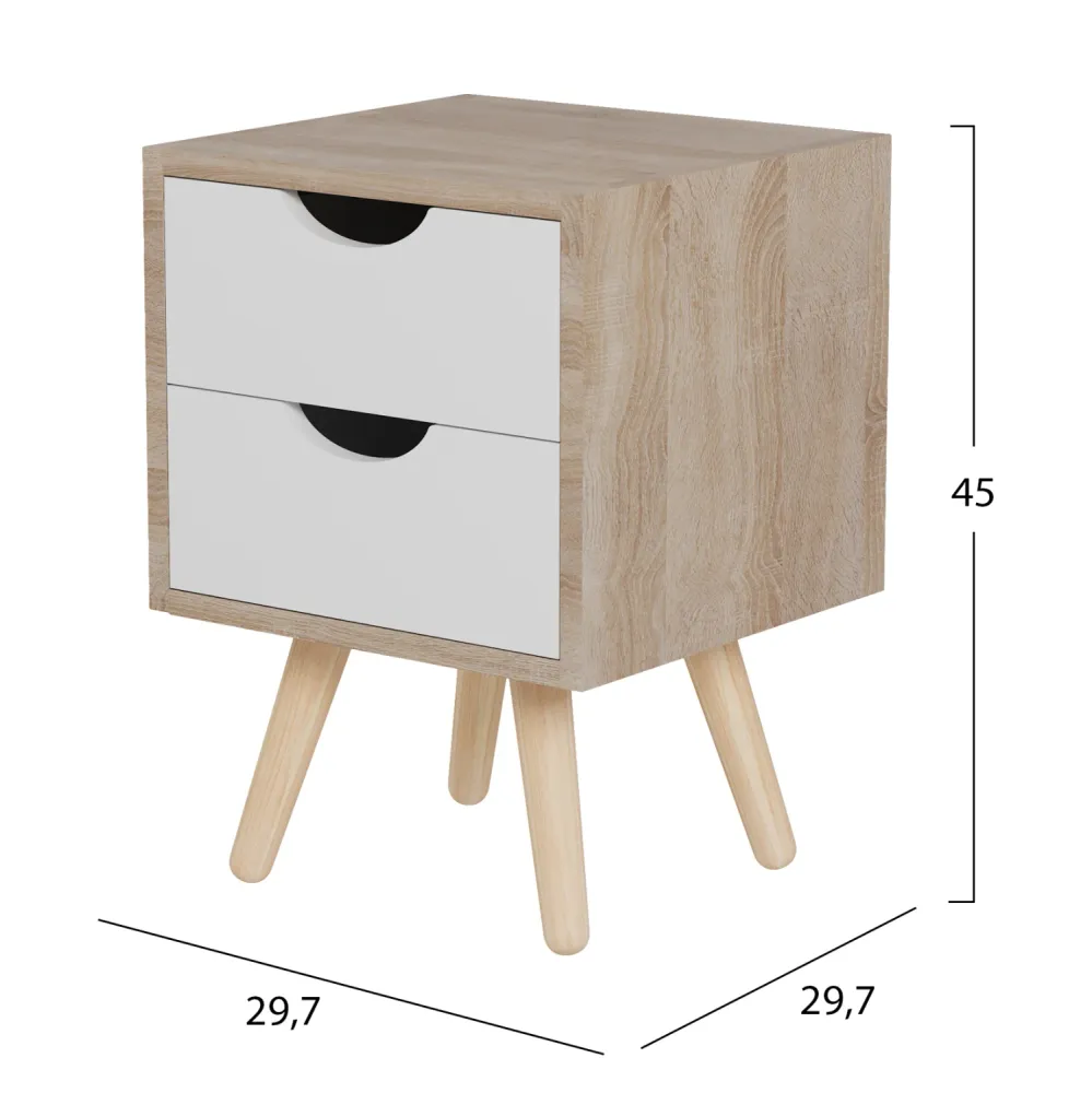 Нощно шкафче DINKL цвят сонoма-бял 29,7x29,7x45см