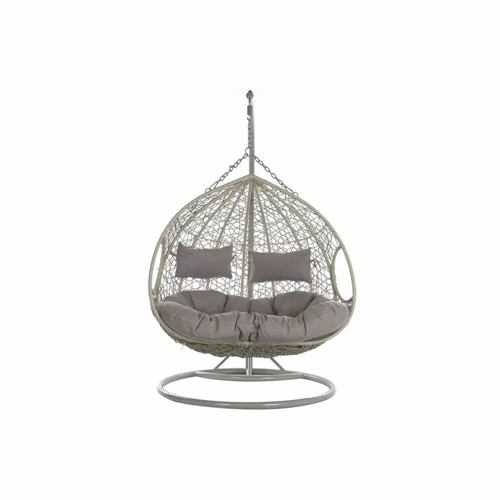 Висящ градински фотьойл DKD Home Decor 133 x 80 x 110 cm Сив синтетичен ратан Алуминий