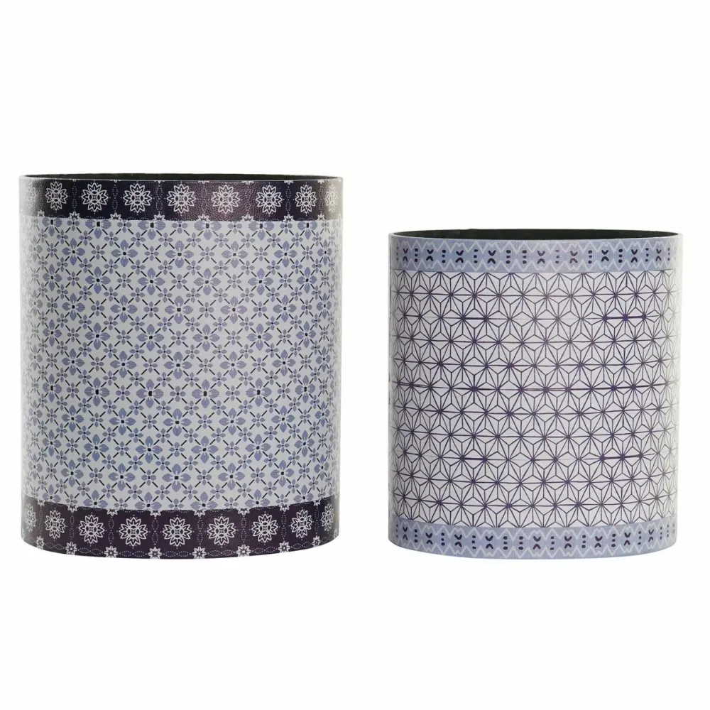Кошче за боклук DKD Home Decor Син Бял Дървен Пластно Vintage