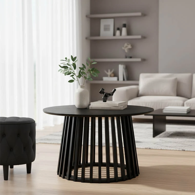 Холна маса DOMINIC mdf в черен цвят d80x45см