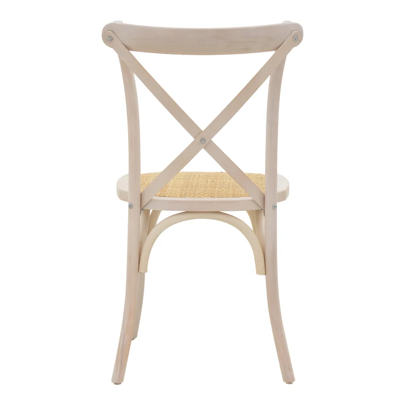 Стол Dylon стифиращ се, бяло избелен бук-ратан естествена седалка 48x52x89см