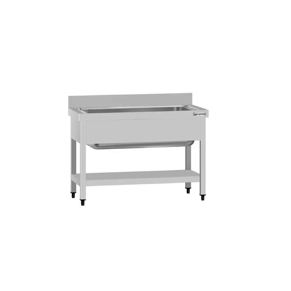 Мивка за тенджери от неръждаема стомана ECO - 1000x700mm - с долен рафт & 1 корито