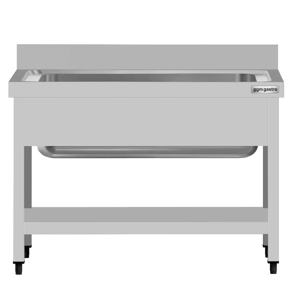Мивка за тенджери от неръждаема стомана ECO - 1000x700mm - с долен рафт & 1 корито