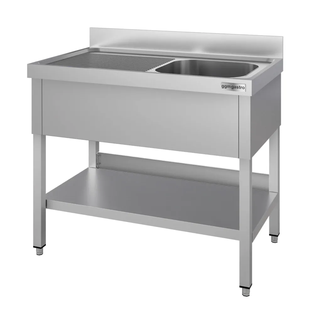 Професионална мивка от неръждаема стомана ECO - 1200x600mm - с долен плот - с 1 корито вдясно