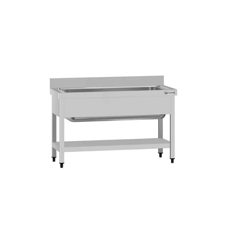 Мивка за тенджери от неръждаема стомана ECO - 1200x600mm - с долен рафт & 1 корито