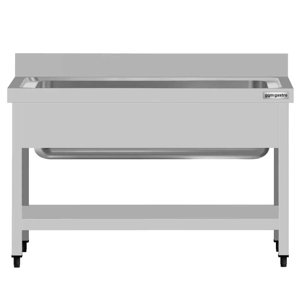Мивка за тенджери от неръждаема стомана ECO - 1200x600mm - с долен рафт & 1 корито
