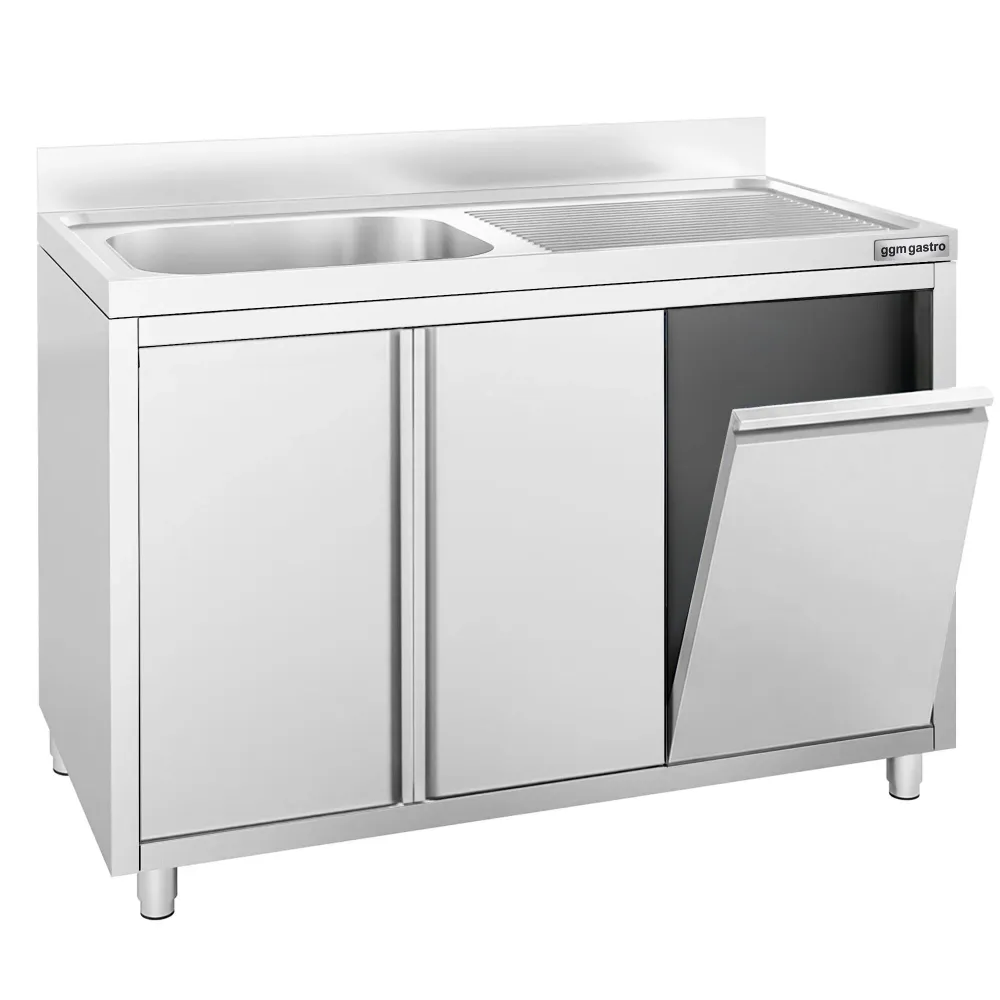 Шкаф с мивка ECO - 1200x700mm - с кофа за отпадъци и 1 корито вляво