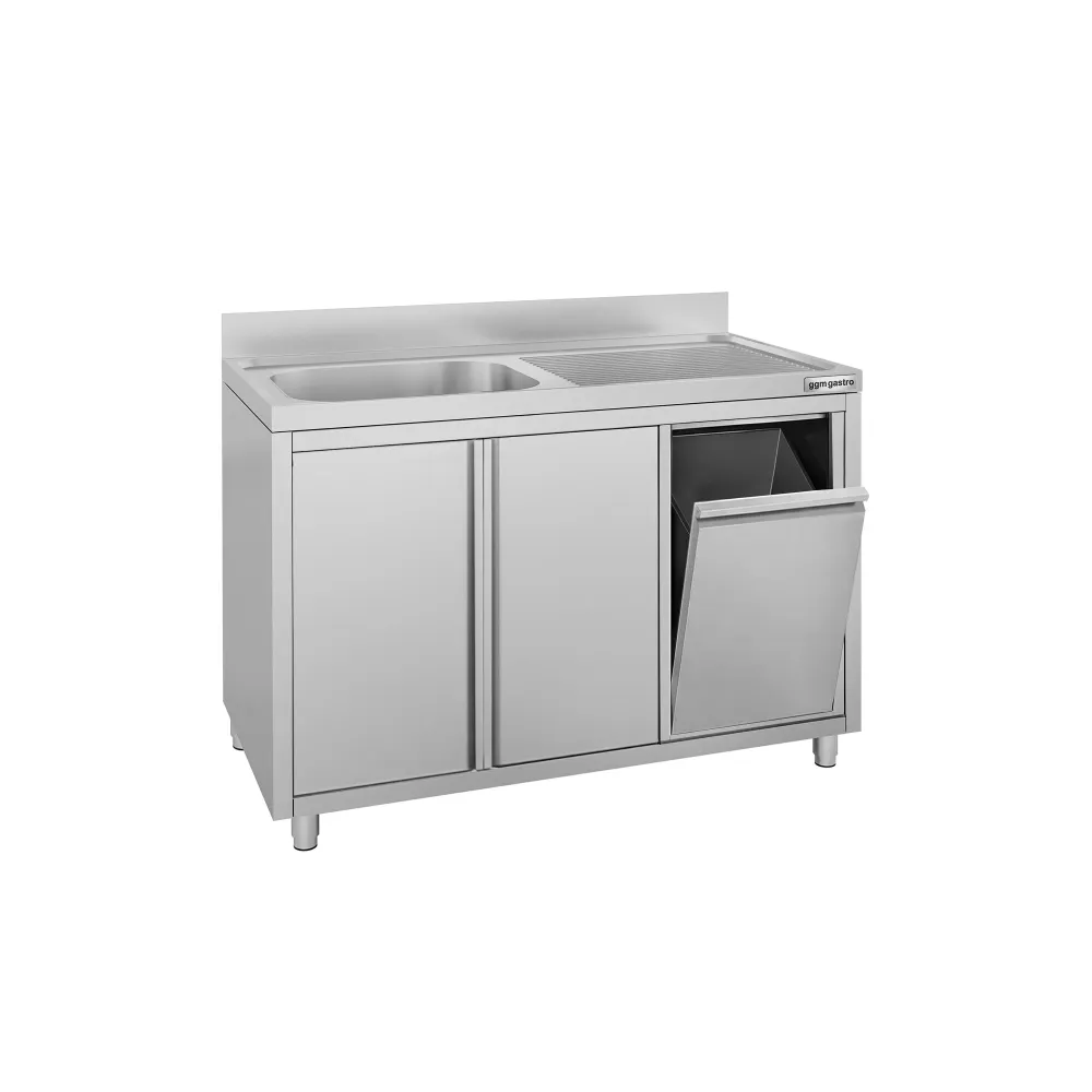 Шкаф с мивка ECO - 1200x700mm - с кофа за отпадъци и 1 корито вляво