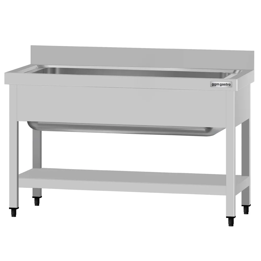 Мивка за тенджери от неръждаема стомана ECO - 1200x700mm - с долен рафт & 1 корито