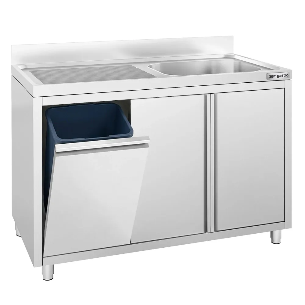 Шкаф с мивка ECO - 1200x700mm - с кофа за отпадъци и 1 корито вдясно