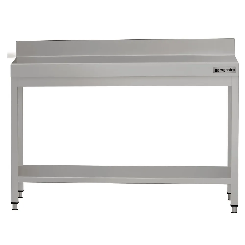 Маса от неръждаема стомана ECO - 1200x700mm - с основен рафт и борд отзад