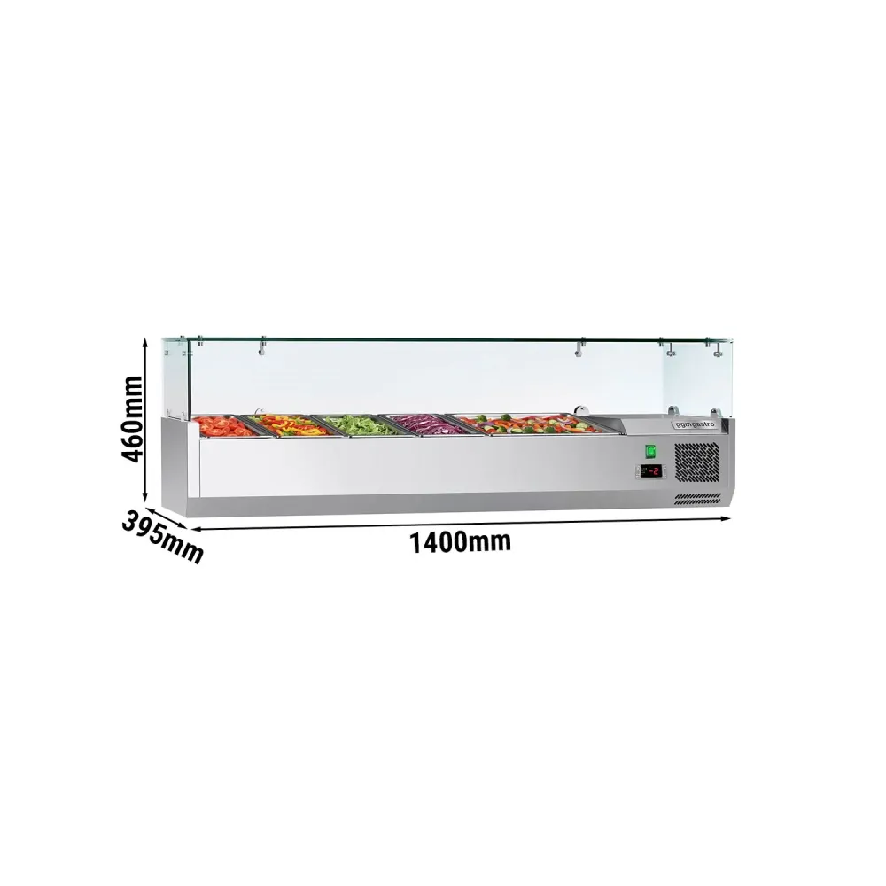 Настолна хладилна витрина ECO - 1400x395x460mm - 6x GN 1/3 - с право стъкло
