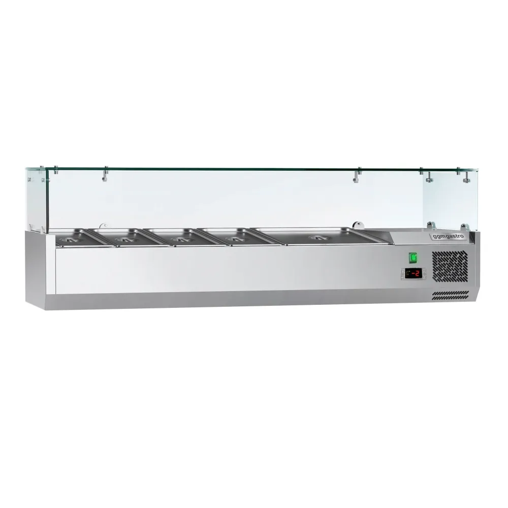 Настолна хладилна витрина ECO - 1400x395x460mm - 6x GN 1/3 - с право стъкло