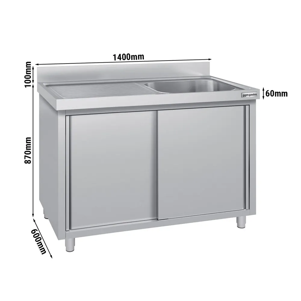 Шкаф с мивка ECO - 1400x600mm - с 2 корита