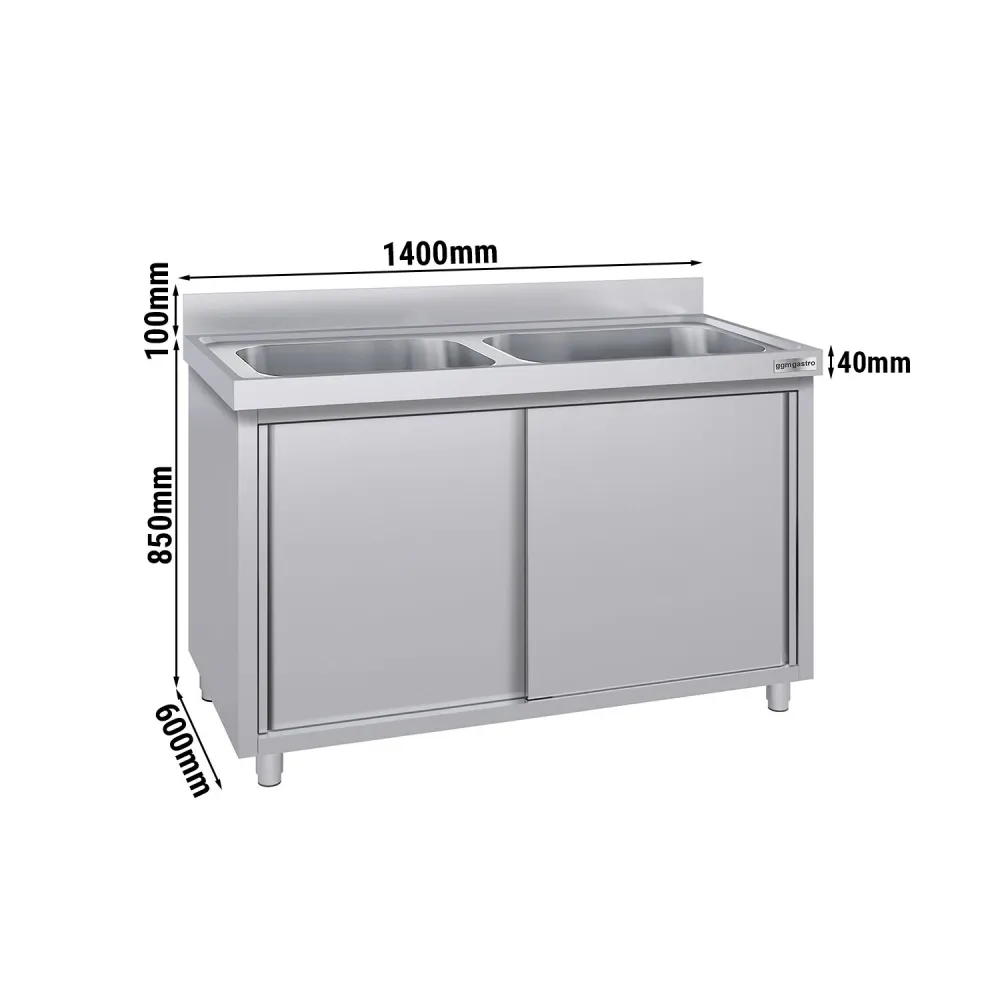 Шкаф с мивка ECO - 1400x600mm - с 2 корита