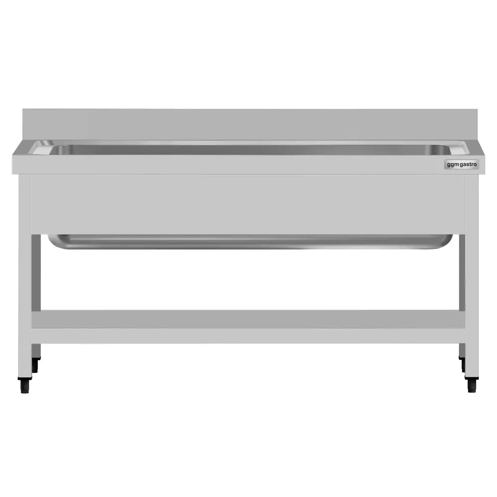 Мивка за тенджери от неръждаема стомана ECO - 1400x600mm - с долен рафт & 1 корито