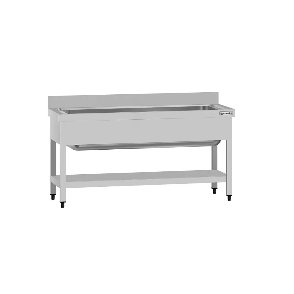 Мивка за тенджери от неръждаема стомана ECO - 1400x700mm - с долен рафт & 1 корито
