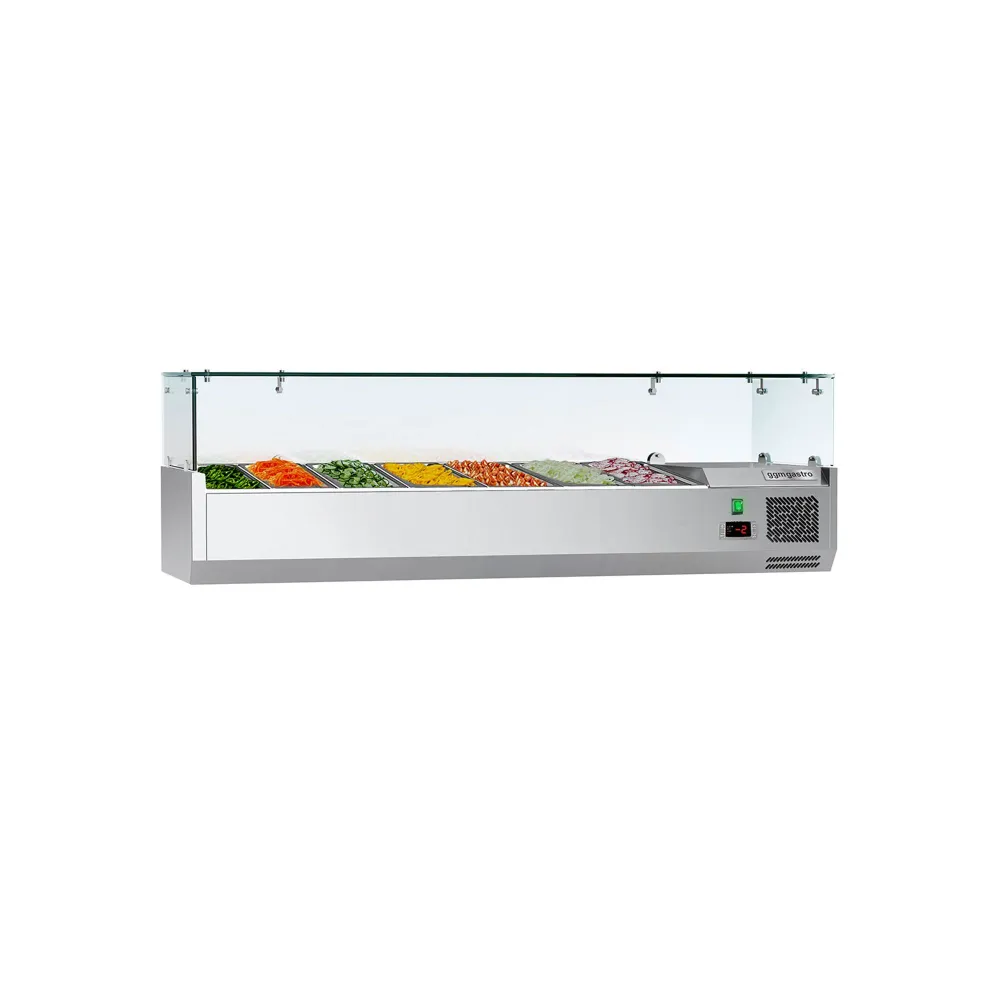 Настолна хладилна витрина ECO - 1600x395x460mm - 7x GN 1/3 - с право стъкло
