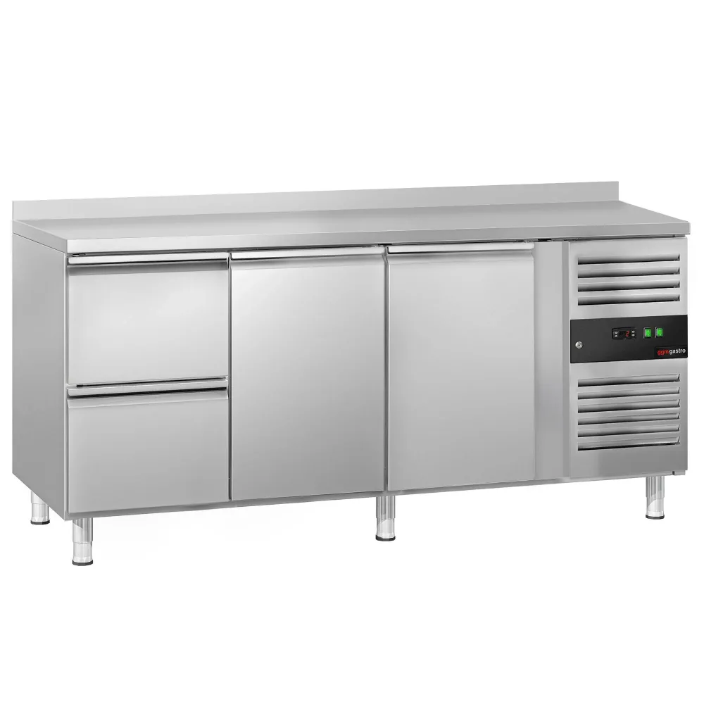 Професионална хладилна маса ECO - 1795x700mm - с 2 врати - 2 чекмеджета - GN 1/1 - с гръб 100мм