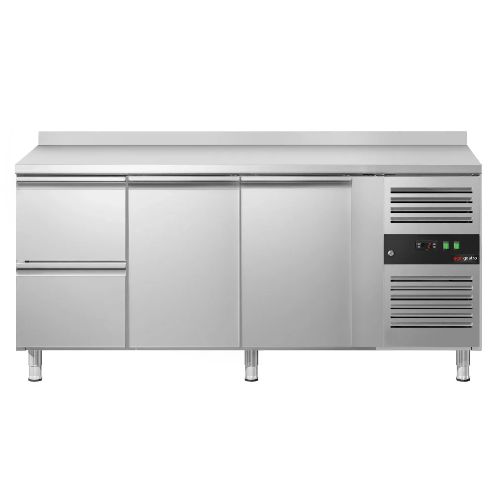 Професионална хладилна маса ECO - 1795x700mm - с 2 врати - 2 чекмеджета - GN 1/1 - с гръб 100мм