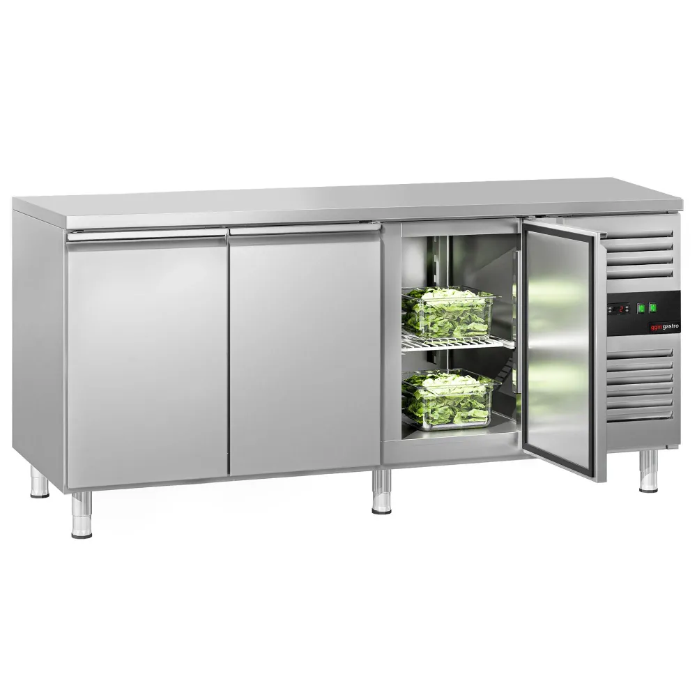 Професионална хладилна маса ECO - 1795x700mm - с 3 врати - GN 1/1 - вентилирано охлаждане - автоматично размразяване