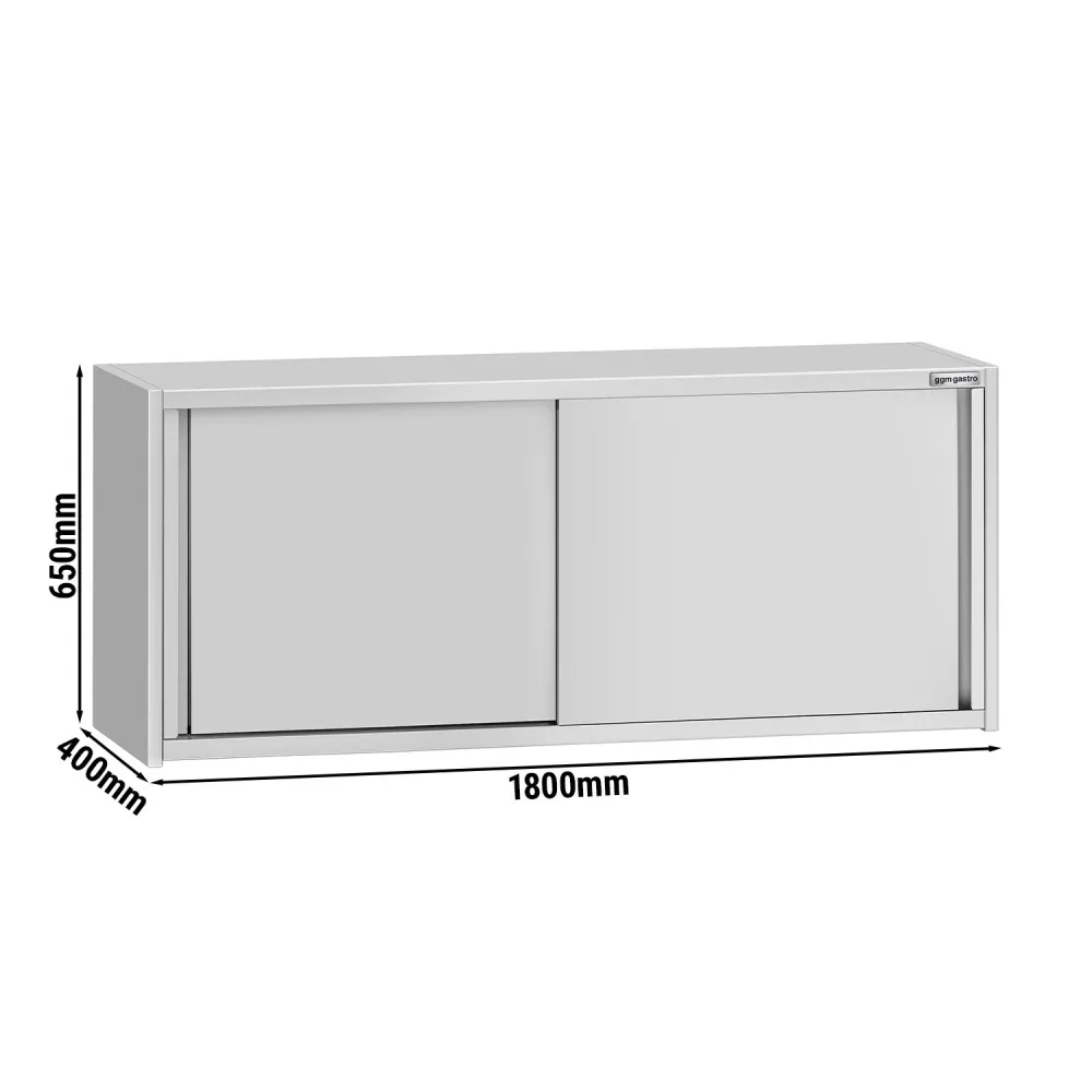 Стенен шкаф от неръждаема стомана ECO - 1800x400mm - с плъзгащи се врати - 650mm височина