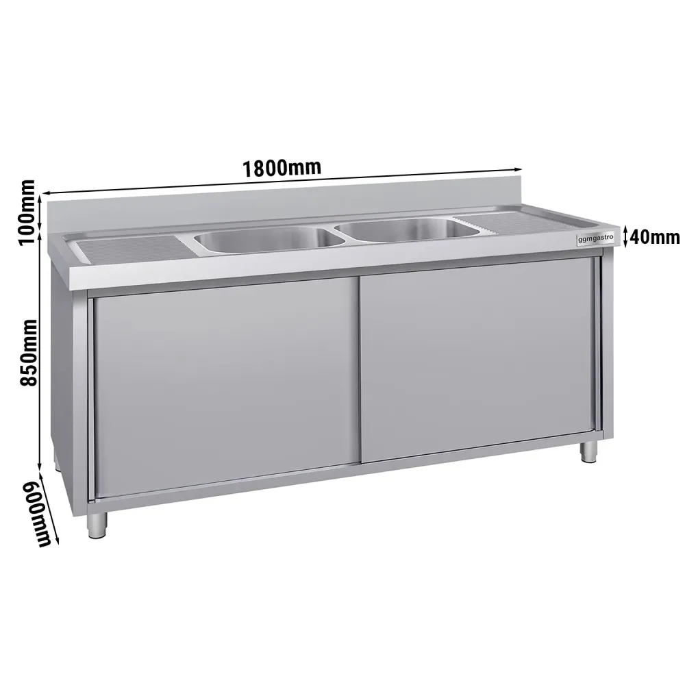 Шкаф с мивка ECO - 1800x600mm - с 2 корита