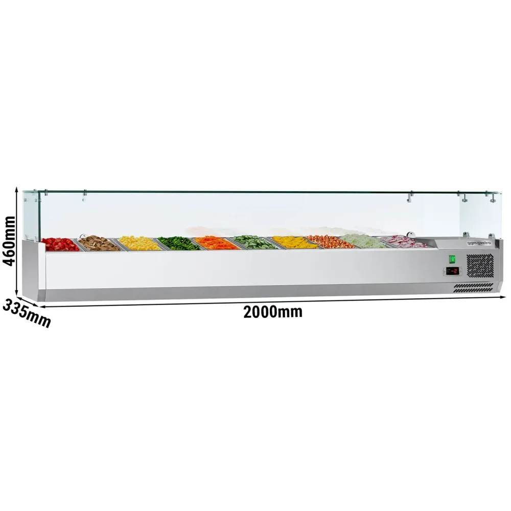 Настолна хладилна витрина ECO - 2000x335x460mm - 10x GN 1/4 - с право стъкло