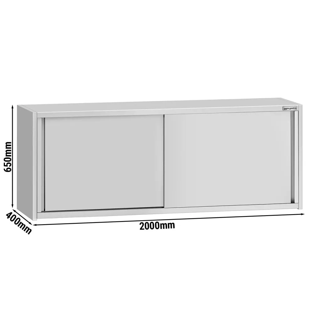 Стенен шкаф от неръждаема стомана ECO - 2000x400mm - с плъзгащи се врати - 650mm височина