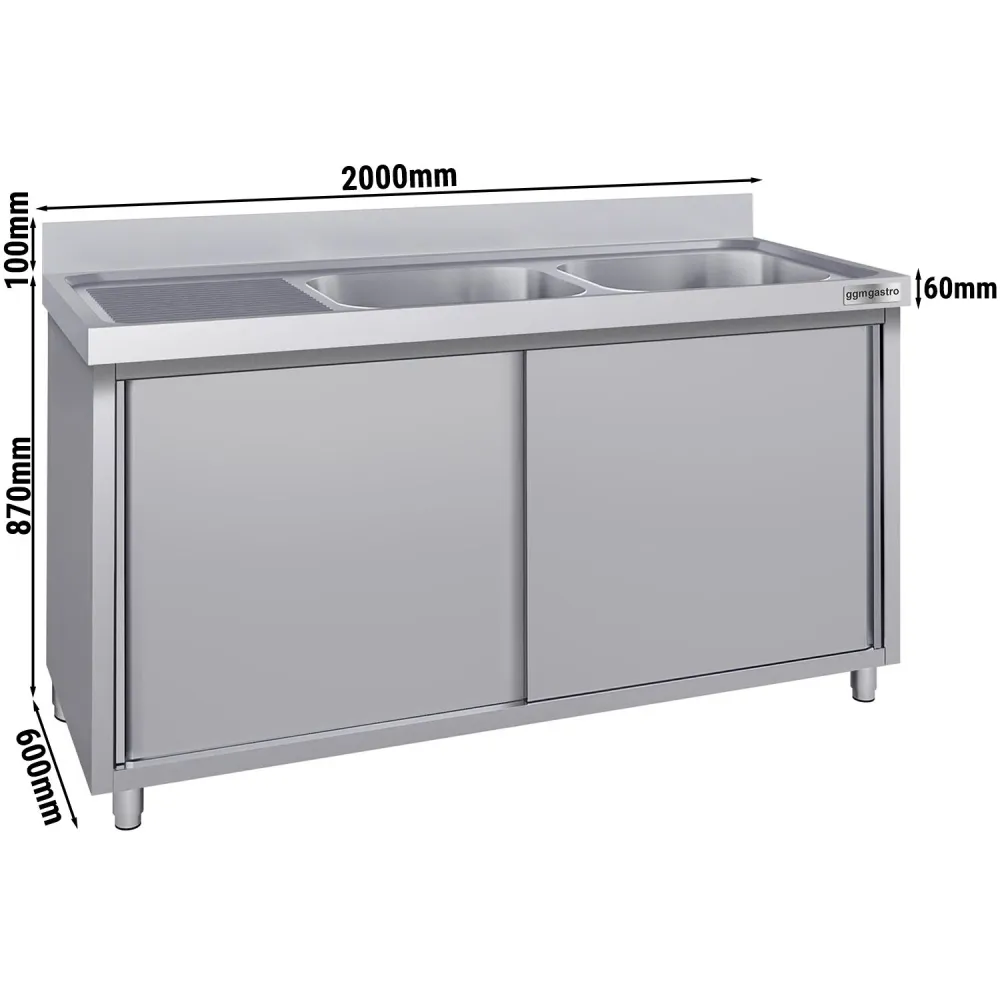 Шкаф с мивка ECO - 2000x600mm - с 1 корито вдясно