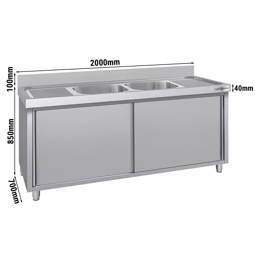 Шкаф с мивка ECO - 2000x700mm - с 2 корита