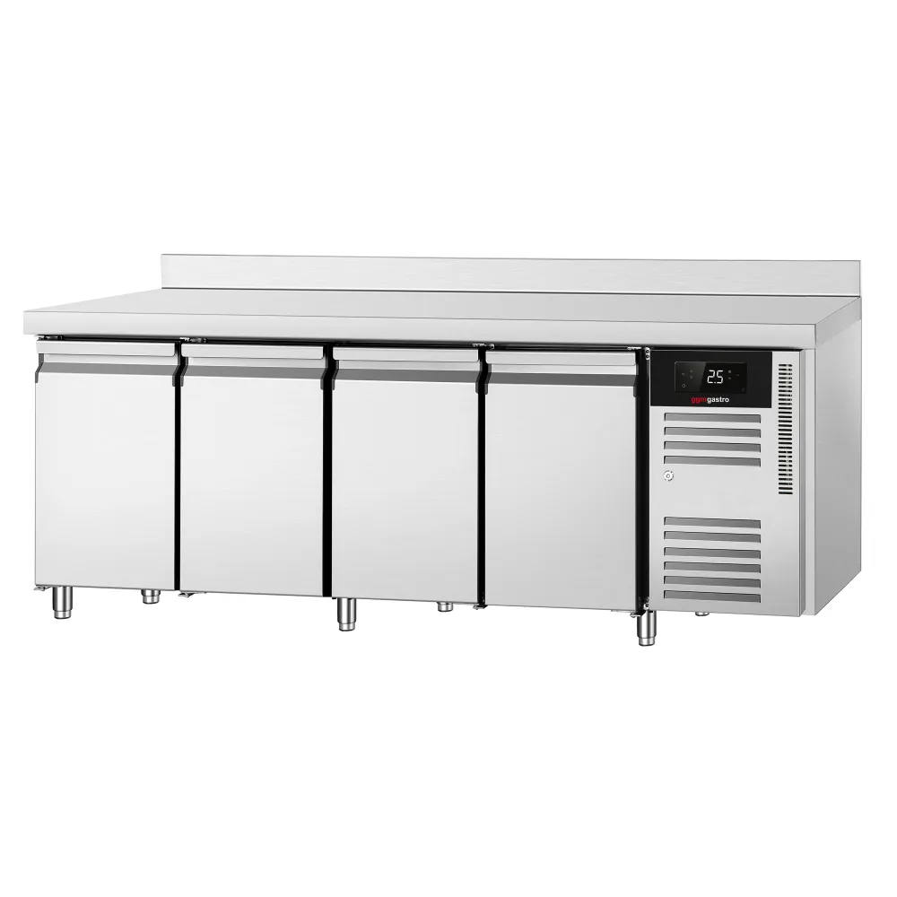 Професионална хладилна маса ECO - 2230x700mm - с 4 врати - GN 1/1 - вентилирано охлаждане - с гръб 100мм