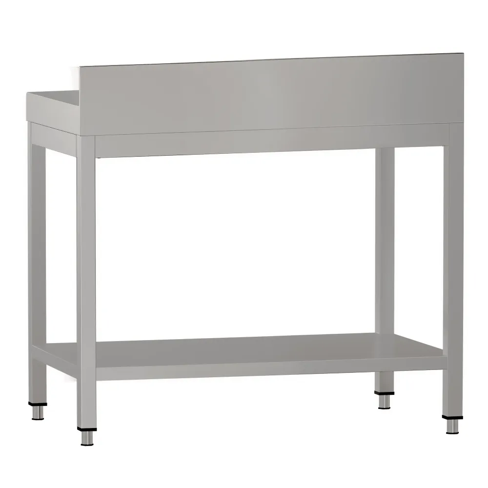 Маса от неръждаема стомана ECO - 700x600mm - с основен рафт и борд отзад